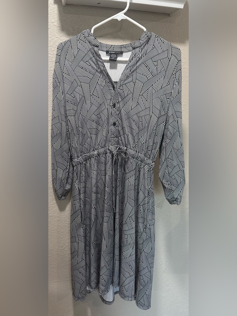 Robert Louis Black and White Geometric Print Dress